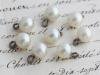 French vintage white glass pearl with loop 4/lot