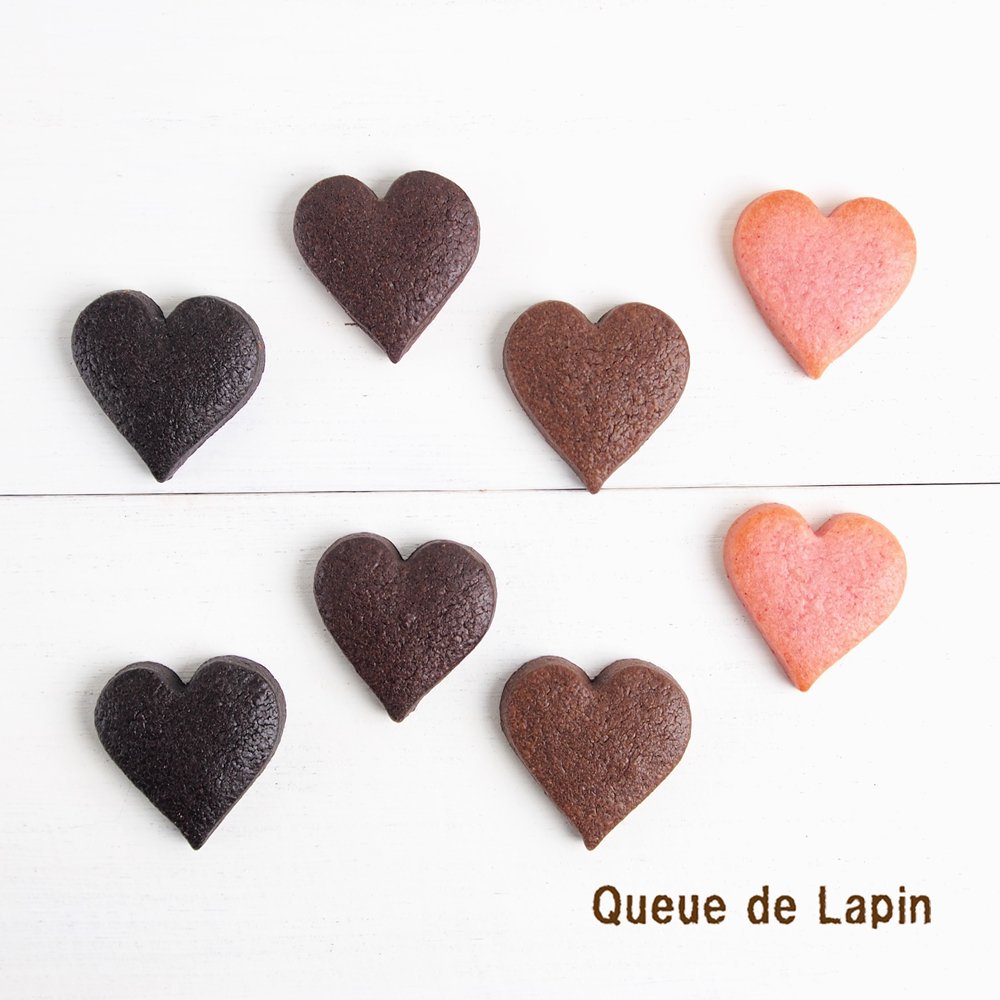 イチゴ ココアのハートクッキー メッセージクッキーと季節の焼き菓子 Queue De Lapin クー ド ラパン
