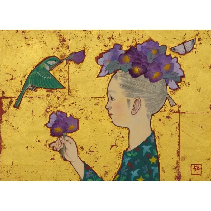 間瀬静江 「菫童子」 日本画４号 - 一枚の繪オンラインショップ