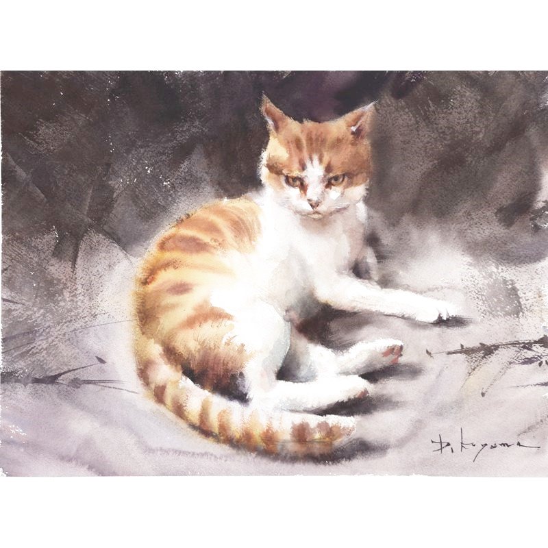 コヤマ大輔 「猫」 水彩６号大（29.0×38.8cm） - 一枚の繪オンライン 