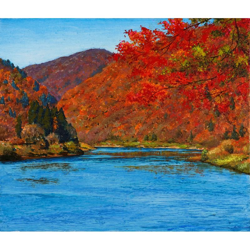 石塚信雄 「最上峡の秋」 油彩１０号 - 一枚の繪オンラインショップ