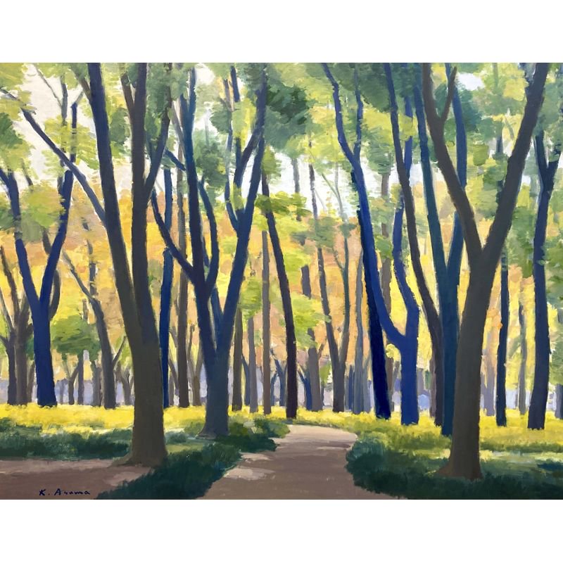 遊馬賢一 「色付く林」 油彩50号 額付き - 一枚の繪オンラインショップ