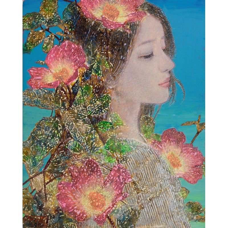 真作 小森田三人 油彩画 花 1994年 額装 洋画家 花瓶 花 ブーケ 油絵