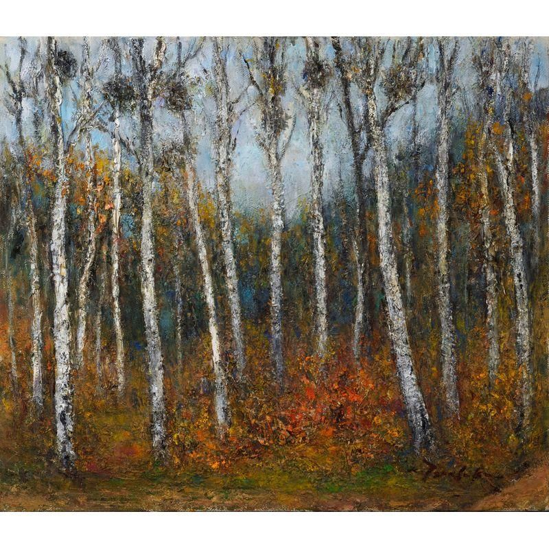 絵画 油絵 白樺林 F20号 （早瀬遼） 送料無料 【肉筆】【油絵