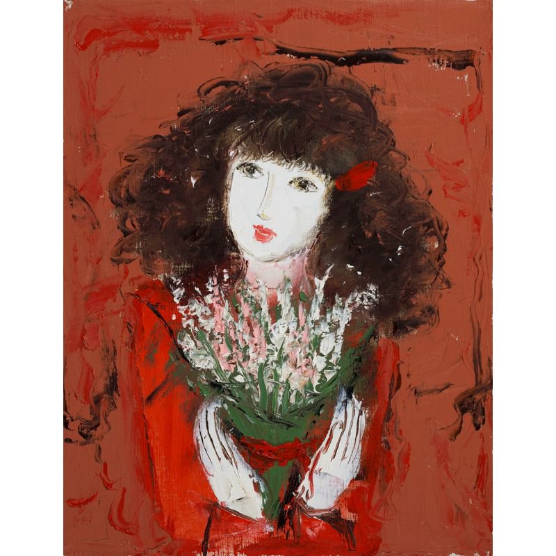 宮尾美明 「夢を育てて」 油彩６号 額付き - 一枚の繪オンラインショップ