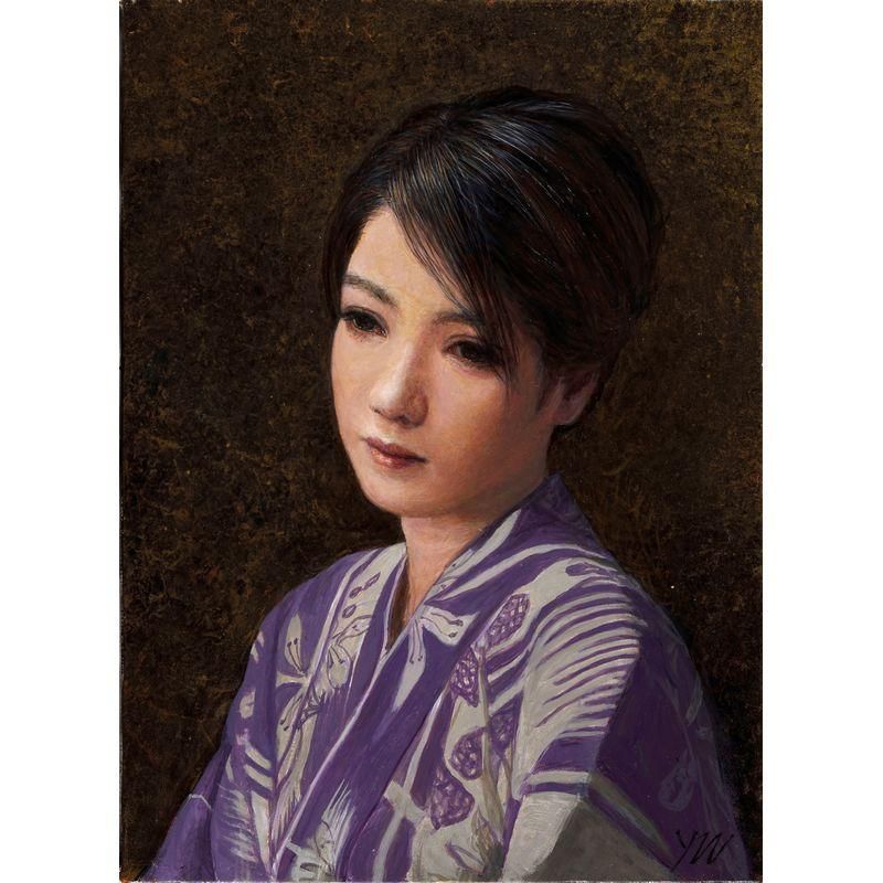 西田陽二 「浴衣のひと」 油彩4号 - 一枚の繪オンラインショップ