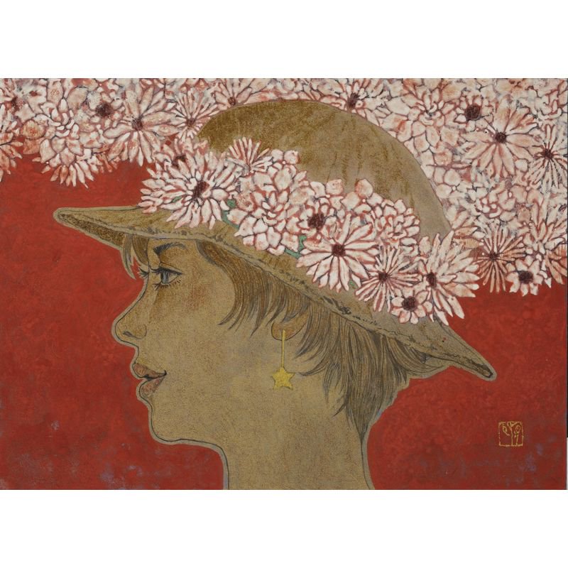 中村賢次 「花飾りの日」 日本画４号 - 一枚の繪オンラインショップ