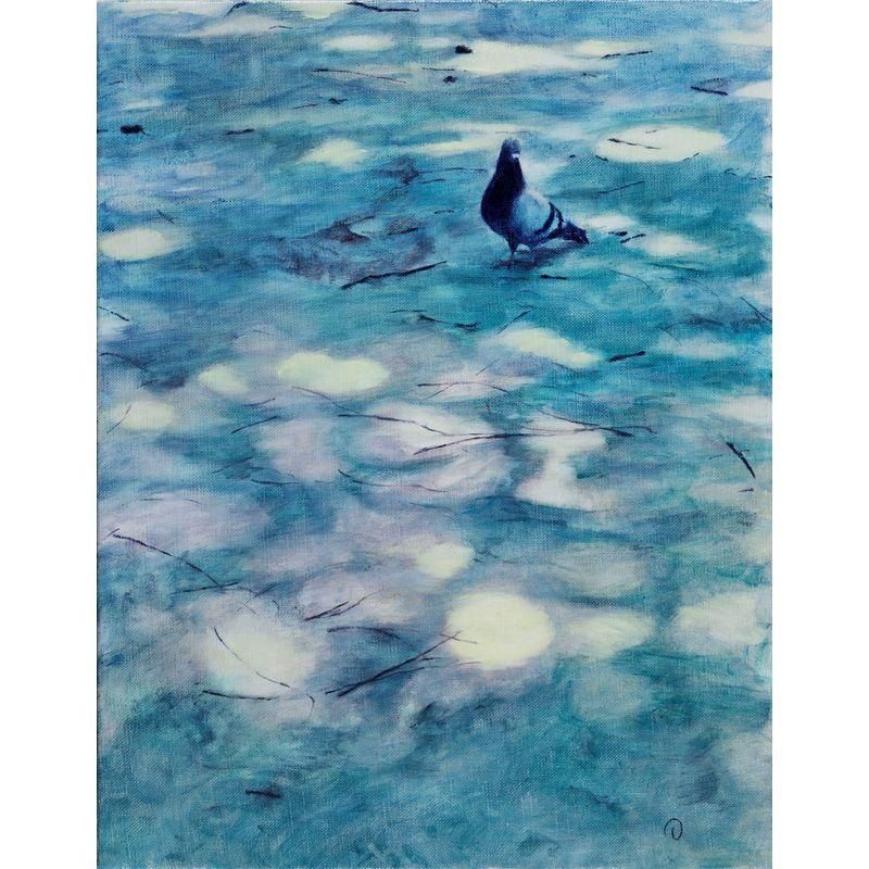 秋山信司 「木漏れ日と鳩」 油彩6号 - 一枚の繪オンラインショップ