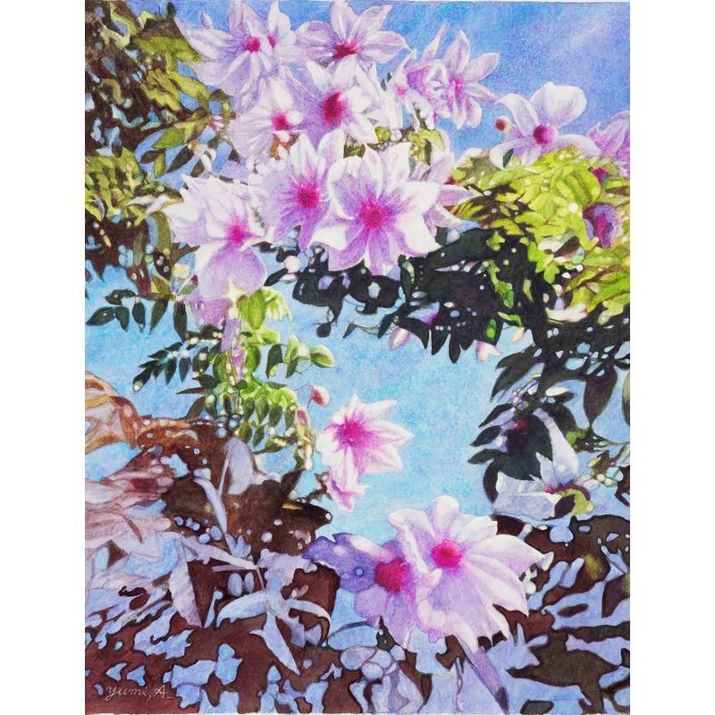 秋元由美子 「風の咲く」 水彩6号大（41.2×31.8cm） - 一枚の繪