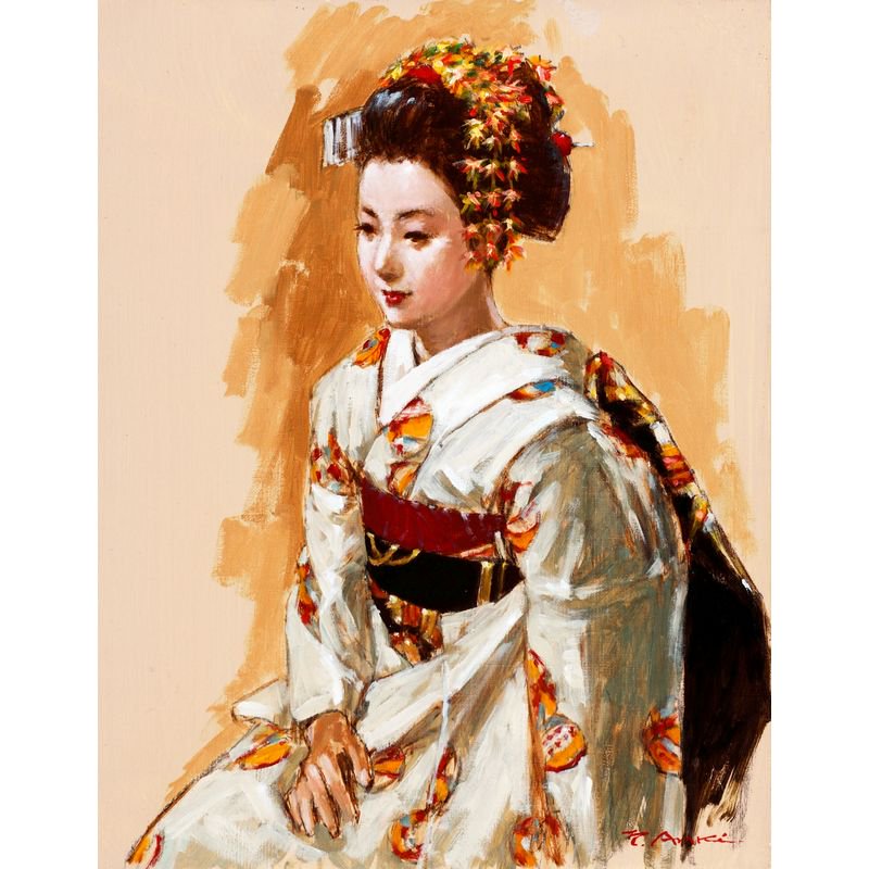 荒木義太郎 「祇園の舞妓」 油彩６号 - 一枚の繪オンラインショップ