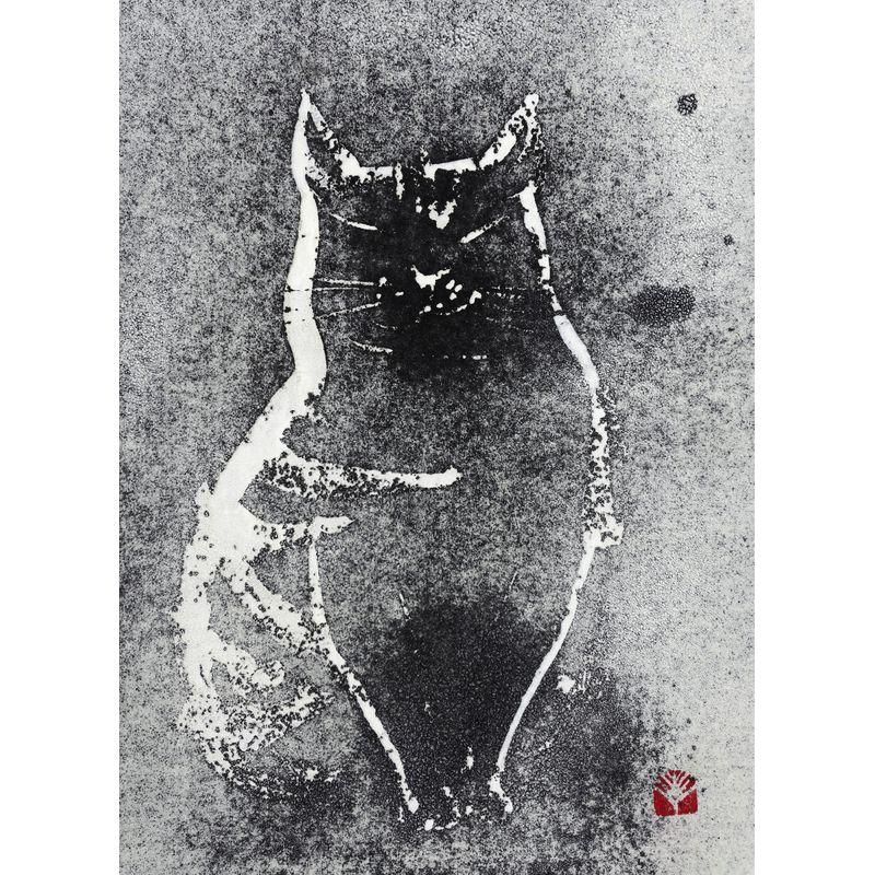 植田一穂 「猫図」 日本画4号 - 一枚の繪オンラインショップ