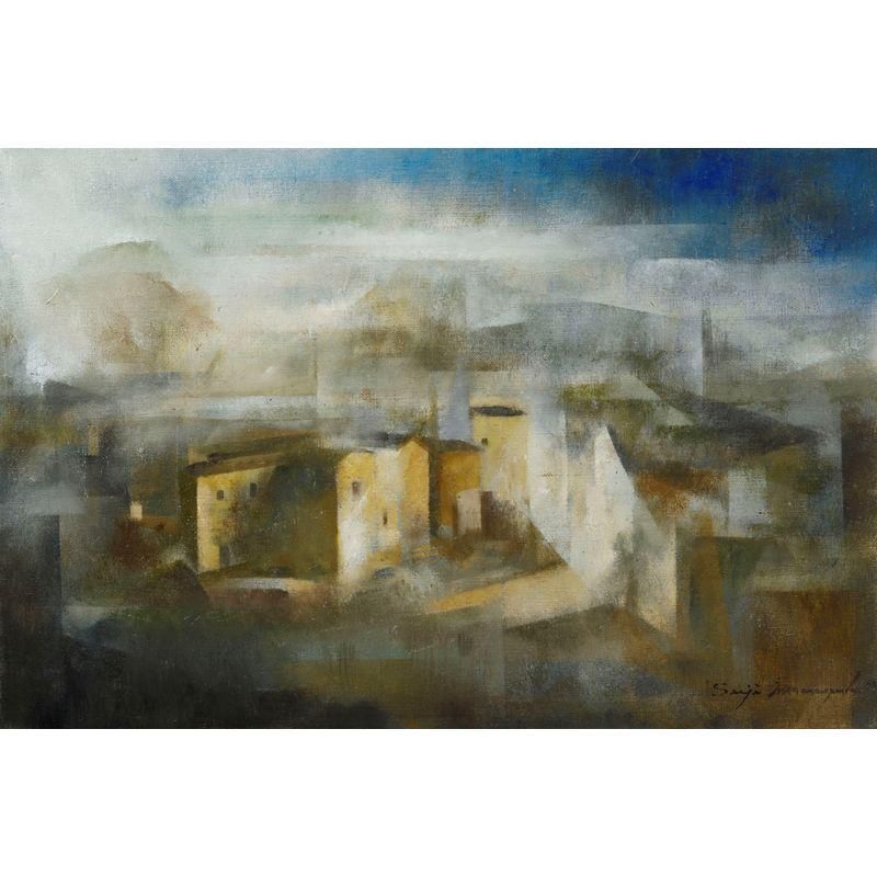 南口清ニ作 モノクロ 人物鉛筆画 6号フレーム付き 東京芸術大学 油絵科