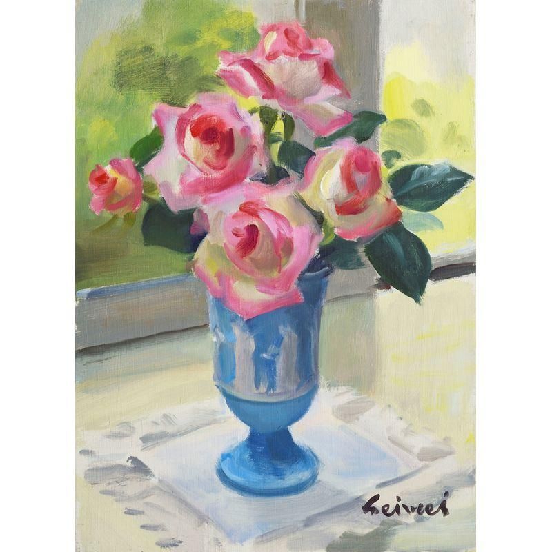 池田清明 「バラ（プリンセス・オブ・モナコ）」 油彩4号 - 一