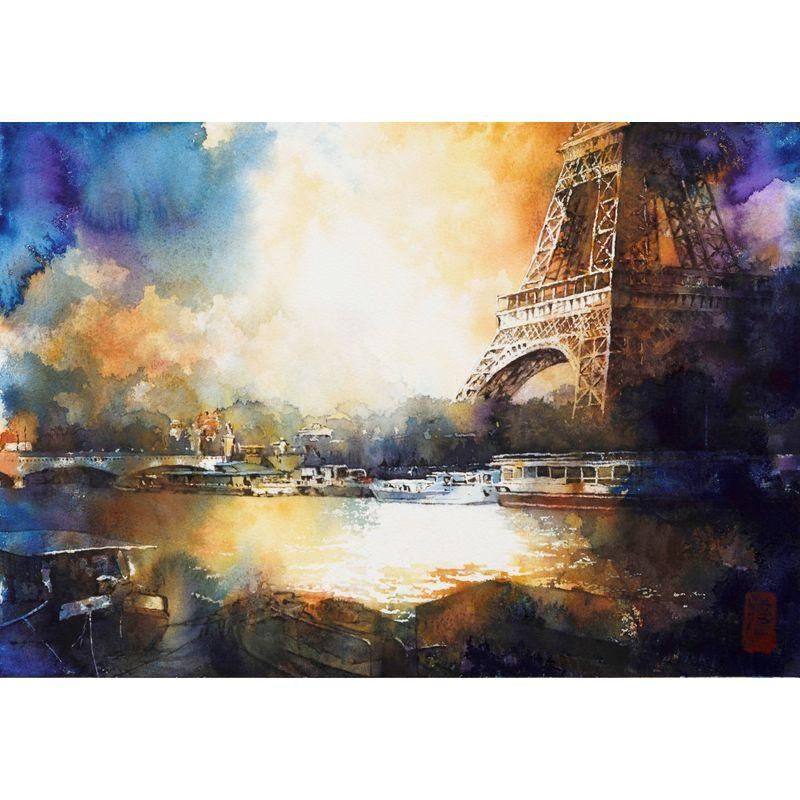 内田信隆 「La tour Eiffel」 水彩6号大（27.8×40.1cm） - 一枚