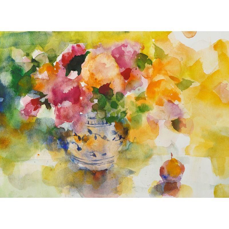 中国美術 門彩 色絵 水辺蓮花 瓶 高23cm(LC243) 中国美術 門彩 色絵 水辺蓮花 瓶 高23cm(LC243) A blue and