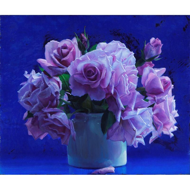 石塚信雄 「淡紫のバラ」 油彩8号 - 一枚の繪オンラインショップ