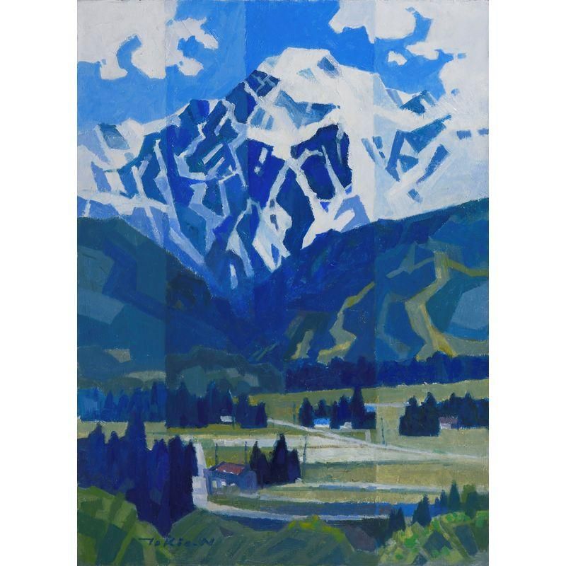 油絵の絵画で半沢国雄が描いた阿蘇の絵の油絵「根子岳」をご購入