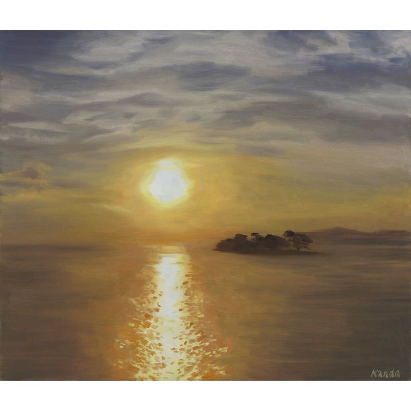 神田浩二 「宍道湖の夕日」 油彩10号 - 一枚の繪オンラインショップ