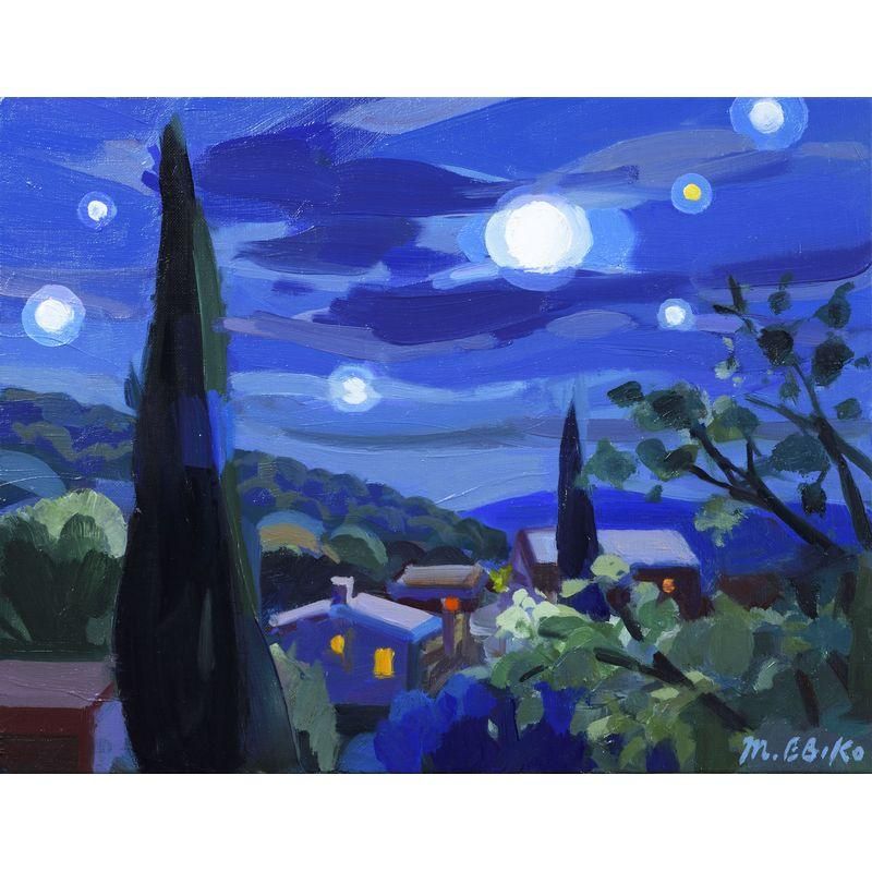 蛯子真理央 「月夜」油彩6号 - 一枚の繪オンラインショップ