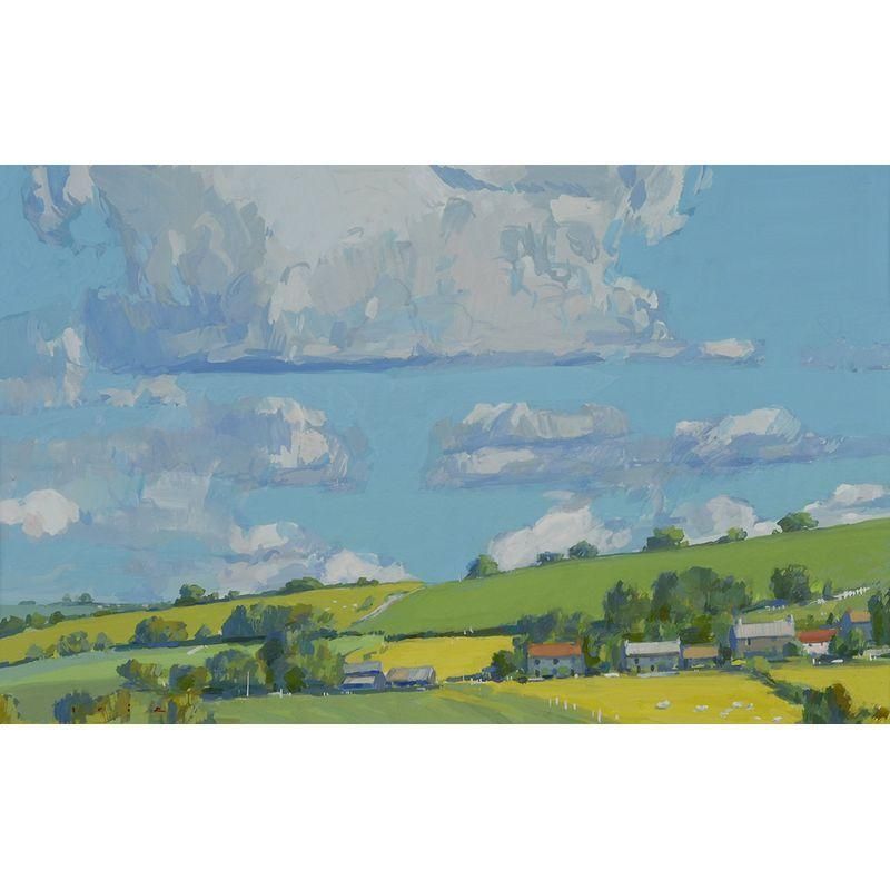 入江英三 「イギリスの田園風景」ガッシュ6号大（24.6×39.7cm