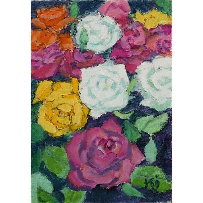 油彩複写画壁掛け 白いバラ 複写版 2021 2025年6・7月号 - 一枚の繪オンラインショップ