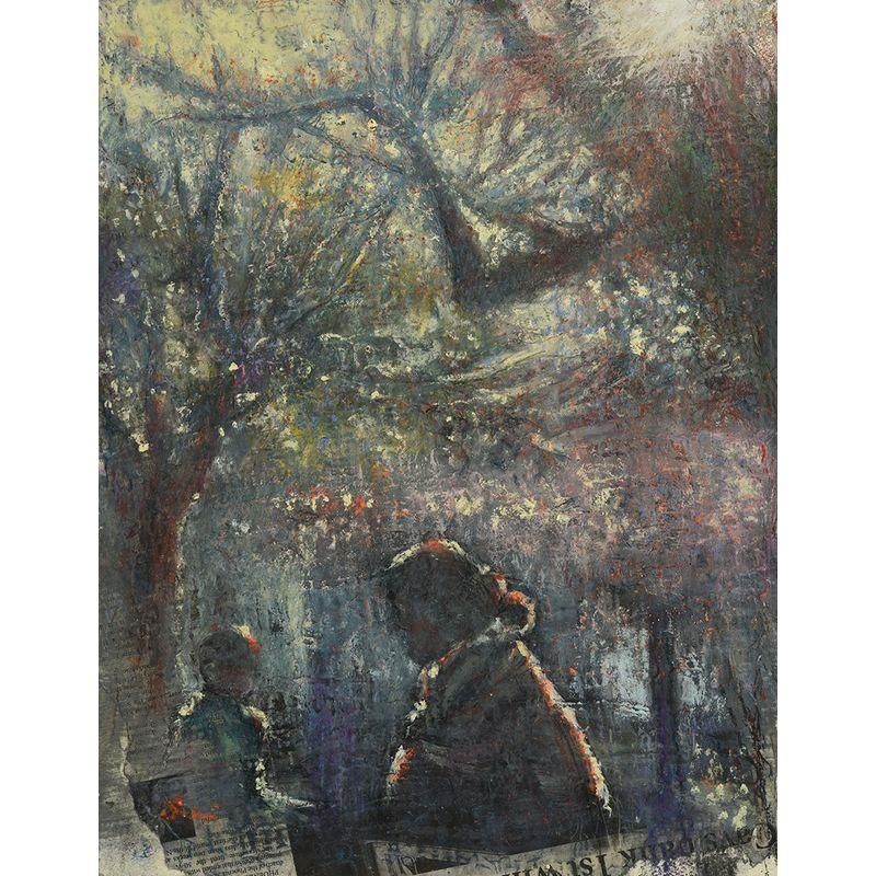 長谷岩友　水彩画 風景画 木製フレーム付き 約23cm x 17cm 092283583-r5.jpg
