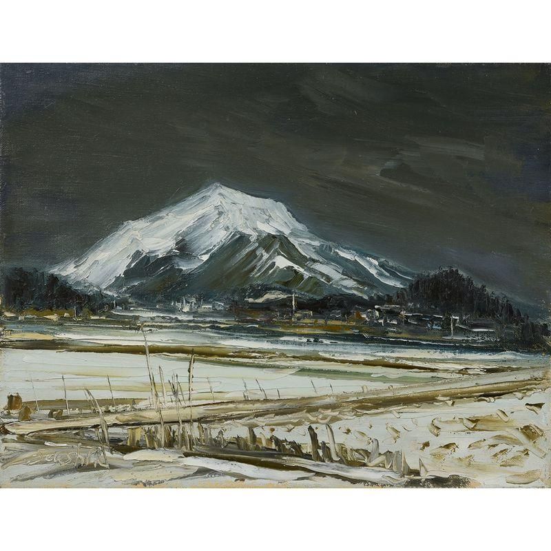 油絵　田舎雪風景画　在銘有　三連休SALE 油絵 田舎雪風景画 在銘有 三連休SALE 油絵 田舎雪風景画