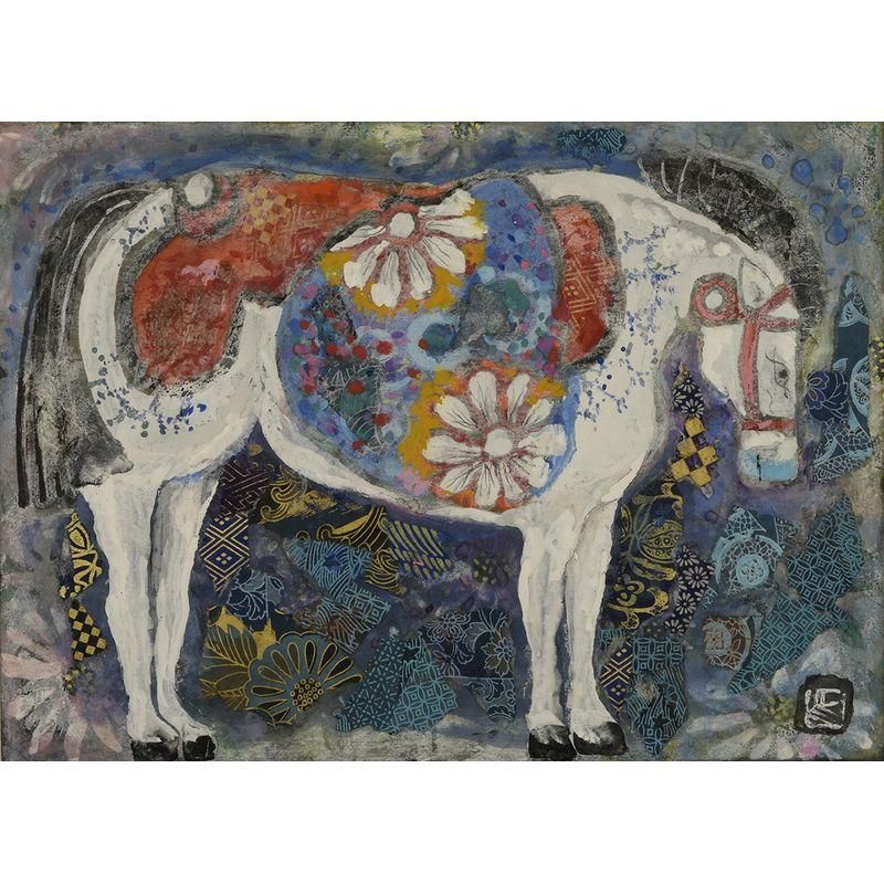 処分価格　香野ルミ子「赤いヴェールの母娘」ガラス絵　優しい眼差し 処分価格 香野ルミ子「赤いヴェールの母娘」ガラス絵 優しい眼差し