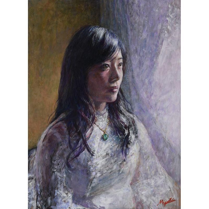 油彩 人物画 サイン入り 油彩 人物画 サイン入り