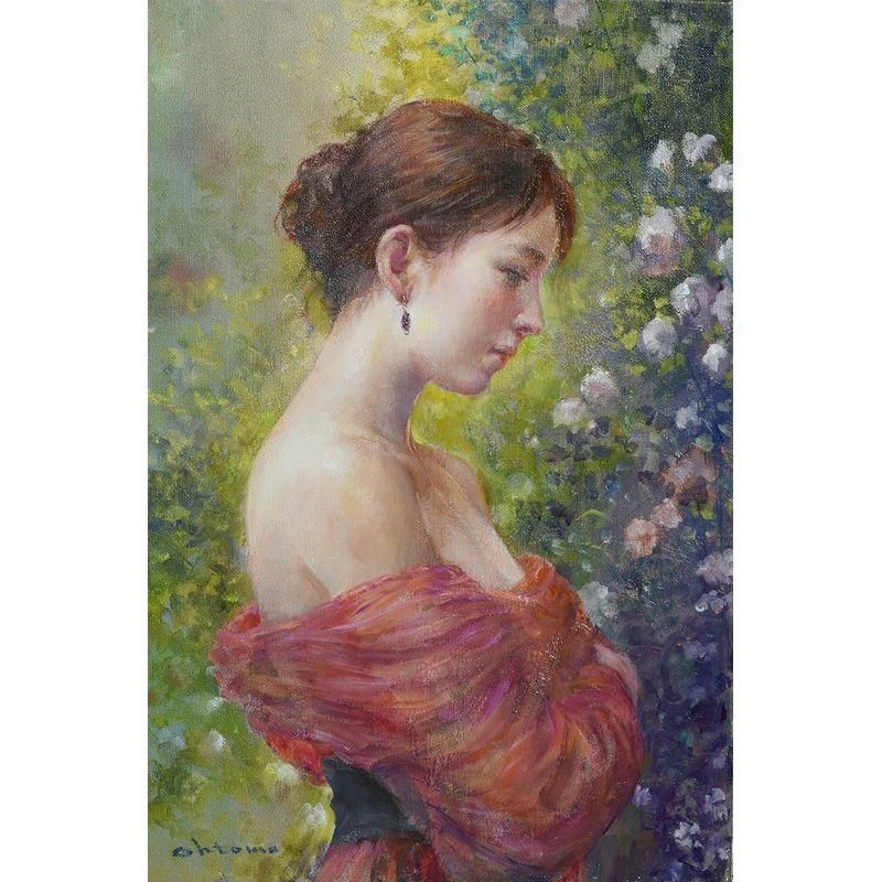 【真作】絵画　油彩6号（板絵）　野の花たちの静けさ　自然の美　V130 北山寛一 「野の花」 油彩6号 - 一枚の繪オンラインショップ