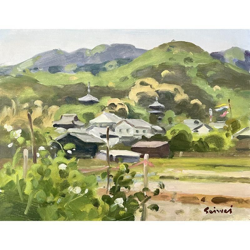 油彩画　伊奈ヶ湖 油彩画 伊奈ヶ湖