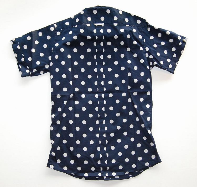 NEVERTRUST DOT ROUND COLLAR 半袖シャツ NAVY×WHITE DOT - Siesta