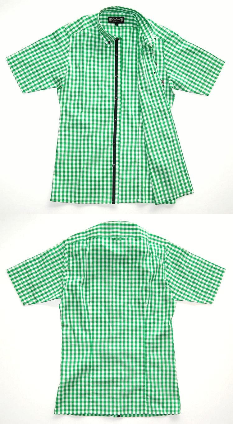 COOL SCAT 半袖ギンガムB.Dシャツ GREEN - Siesta