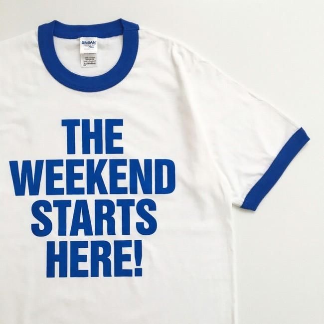 POP GEAR WEEKEND STARTS HERE! リンガーTシャツ WHITE / BLUE