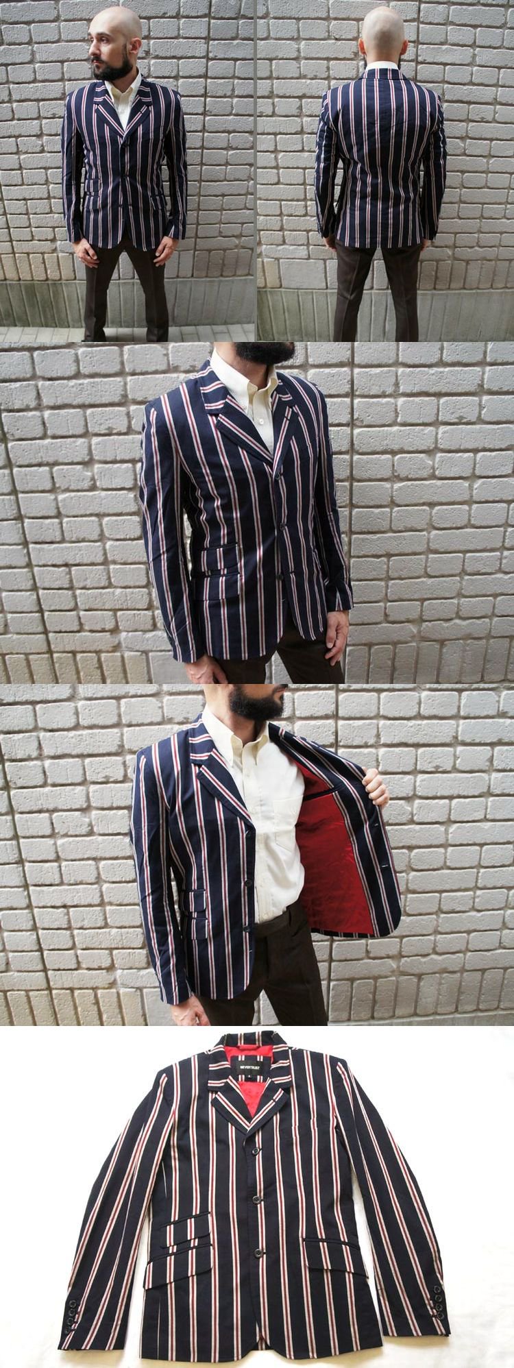 NEVERTRUST　　REGIMENTAL　STRIPE　JACKET　　NAVY