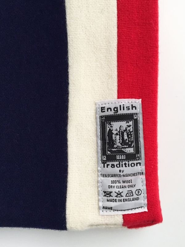 ENGLISH TRADITION 英国製SCHOOL MUFFLER NAVY×WHITE