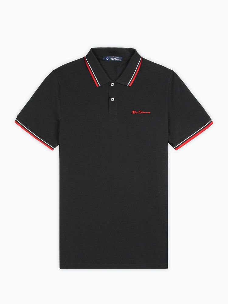 Ben Sherman Twin Tipped Polo Shirt BLACK