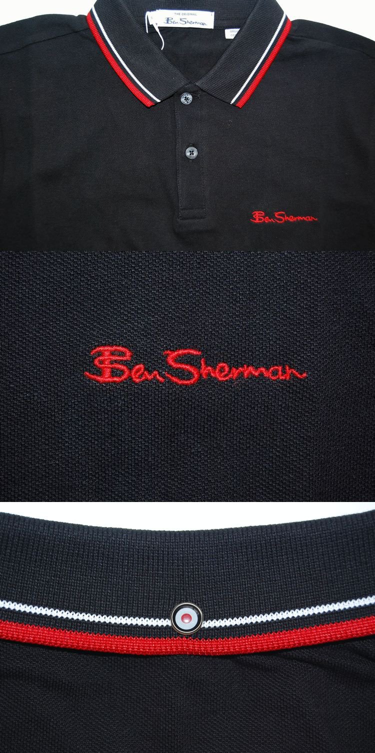 Ben Sherman Twin Tipped Polo Shirt BLACK