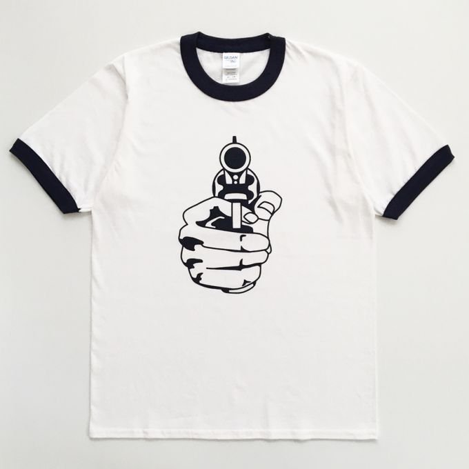 POP GEAR KEITH MOON PISTOL リンガーTシャツ WHITE / NAVY