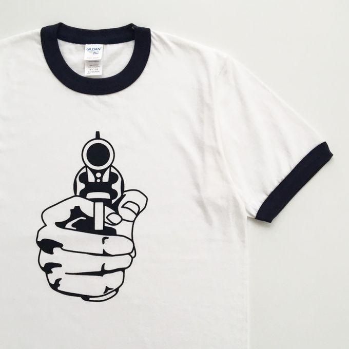 POP GEAR KEITH MOON PISTOL リンガーTシャツ WHITE / NAVY
