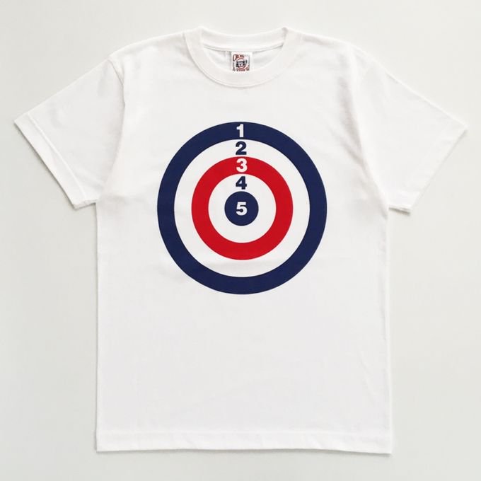 POP GEAR　　5-4-3-2-1 TARGET リンガーTシャツ　　WHITE