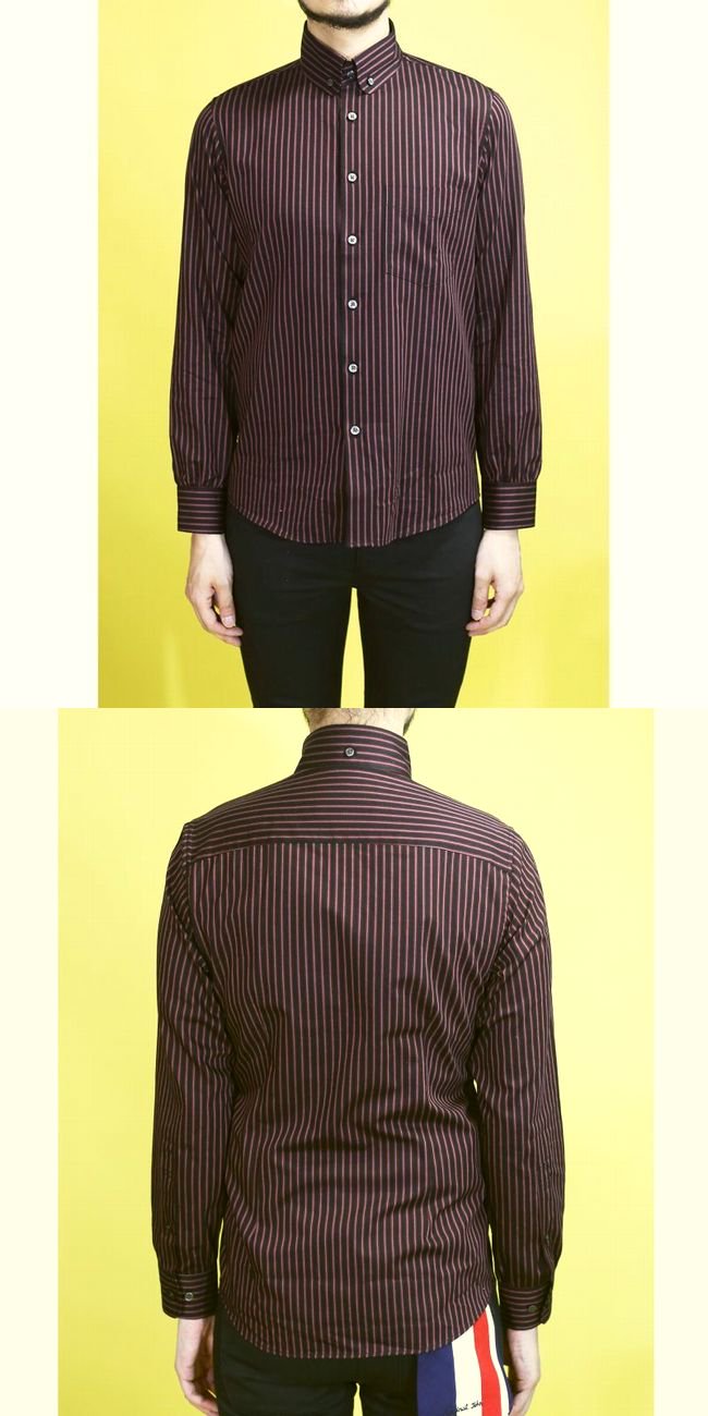 Original John　　L/S CLASSIC ROUND COLLAR B.D SHIRTS　　-BLACK STRIPE