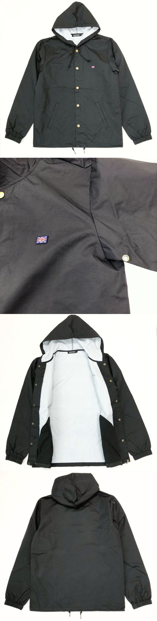 NEVERTRUST　　NYLON HOODED COACH JACKET　　BLACK