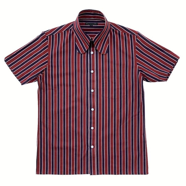 Original John S/S BEAGLE COLLAR SHIRTS - STRIPE RED