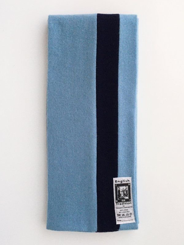 ENGLISH TRADITION 英国製 SCHOOL MUFFLER SKY BLUE×NAVY