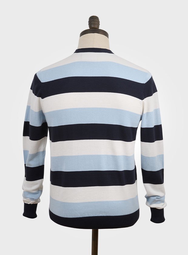 ART GALLERY ”TALMY” STRIPE CREW NECK KNIT SKY BLUE