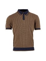 RELCO LONDONJACQUARD DOGTOOTH KNIT POLO NAVY