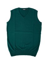 RELCO LONDONV-NECK KNITTED TANK TOPBOTTLE GREEN