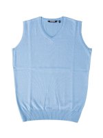 RELCO LONDONV-NECK KNITTED TANK TOPSKY BLUE