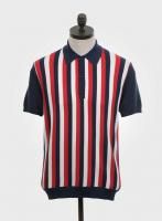<img class='new_mark_img1' src='https://img.shop-pro.jp/img/new/icons8.gif' style='border:none;display:inline;margin:0px;padding:0px;width:auto;' />ART GALLERYJIMɡS/S STRIPE KNITTED POLO SHIRTNAVY